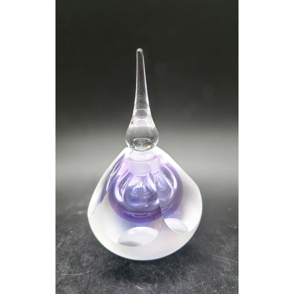 Vintage Vandermark Art Glass Lavender Faceted Perfume Bottle W/ Dauber 4.75